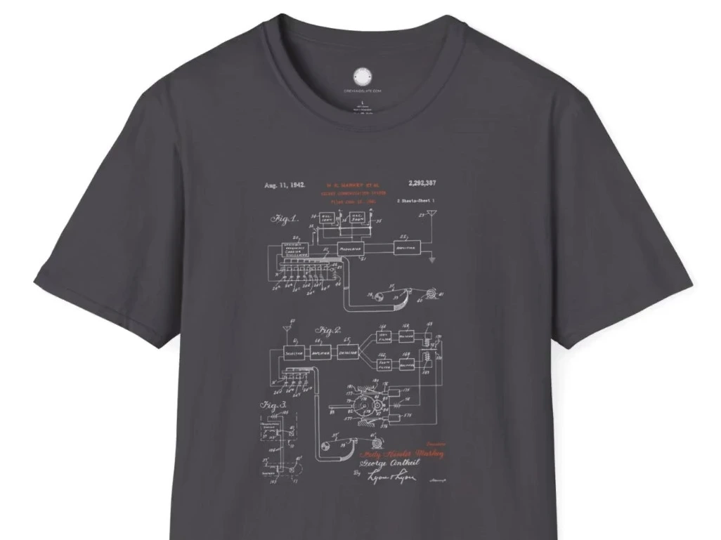 Hedy Lamarr Patent Shirt, Frequency Hopping Spread Spectrum 1942