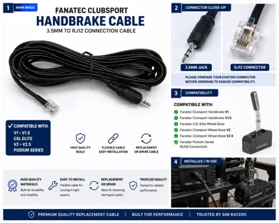 FANATEC HANDBRAKE DATA CABLE FOR CLUBSPORT WHEEL BASE
