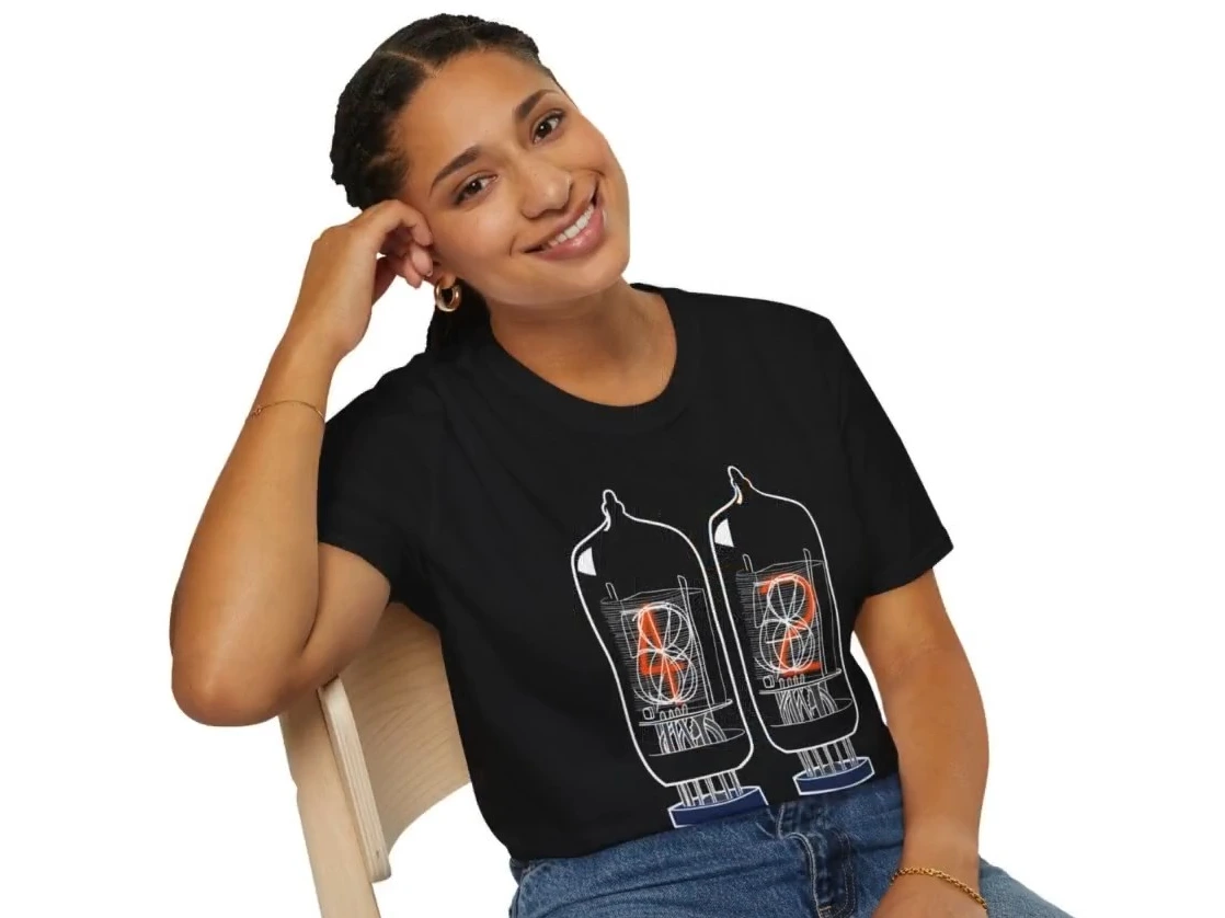 Nixie Tube Vintage Electronics T-Shirt, Retro Computing Display Technology