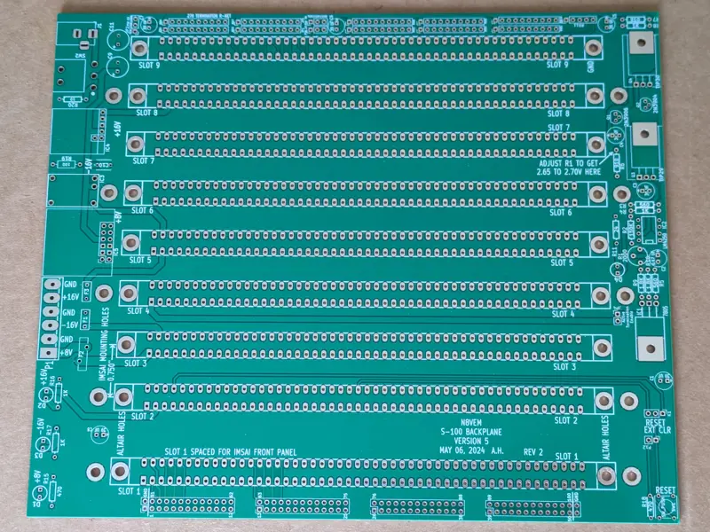 9-Slot S-100 Motherboard with Integrated Power Supply (Bare PCB)
