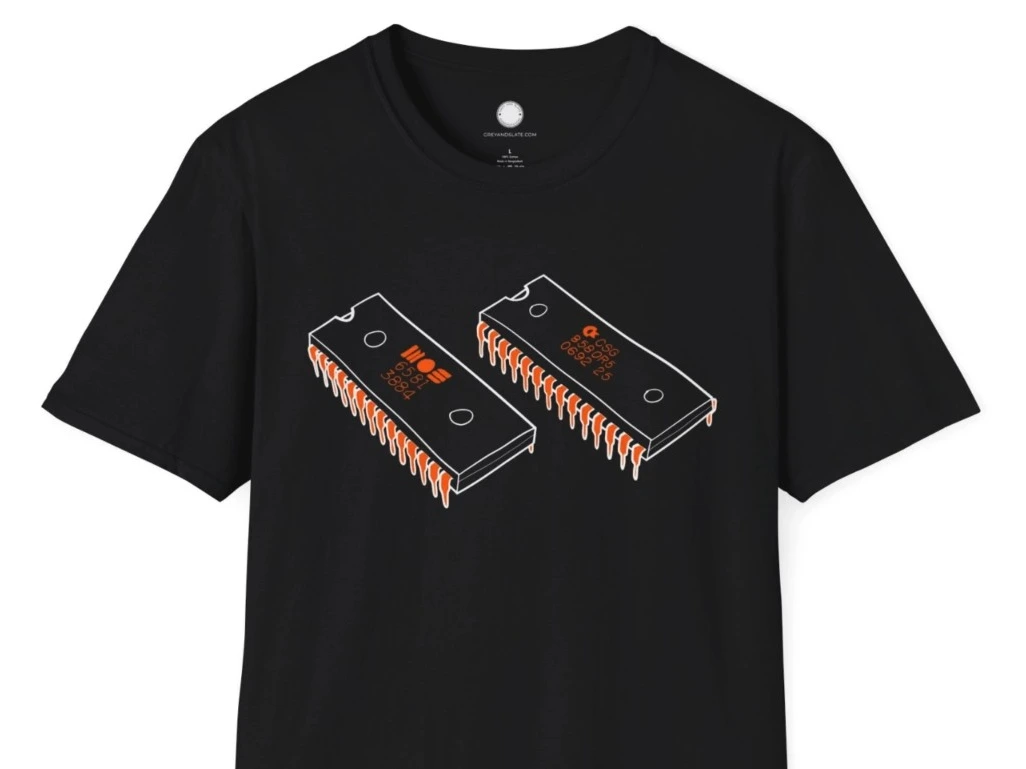 Commodore 64 and MOS Sound Synthesizer Vintage SID Chips T-Shirt