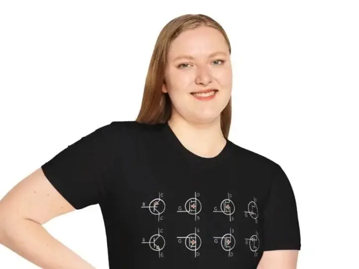 Minimalist Transistor Symbols Shirt Hand-Drawn - BJT MOSFET JFET
