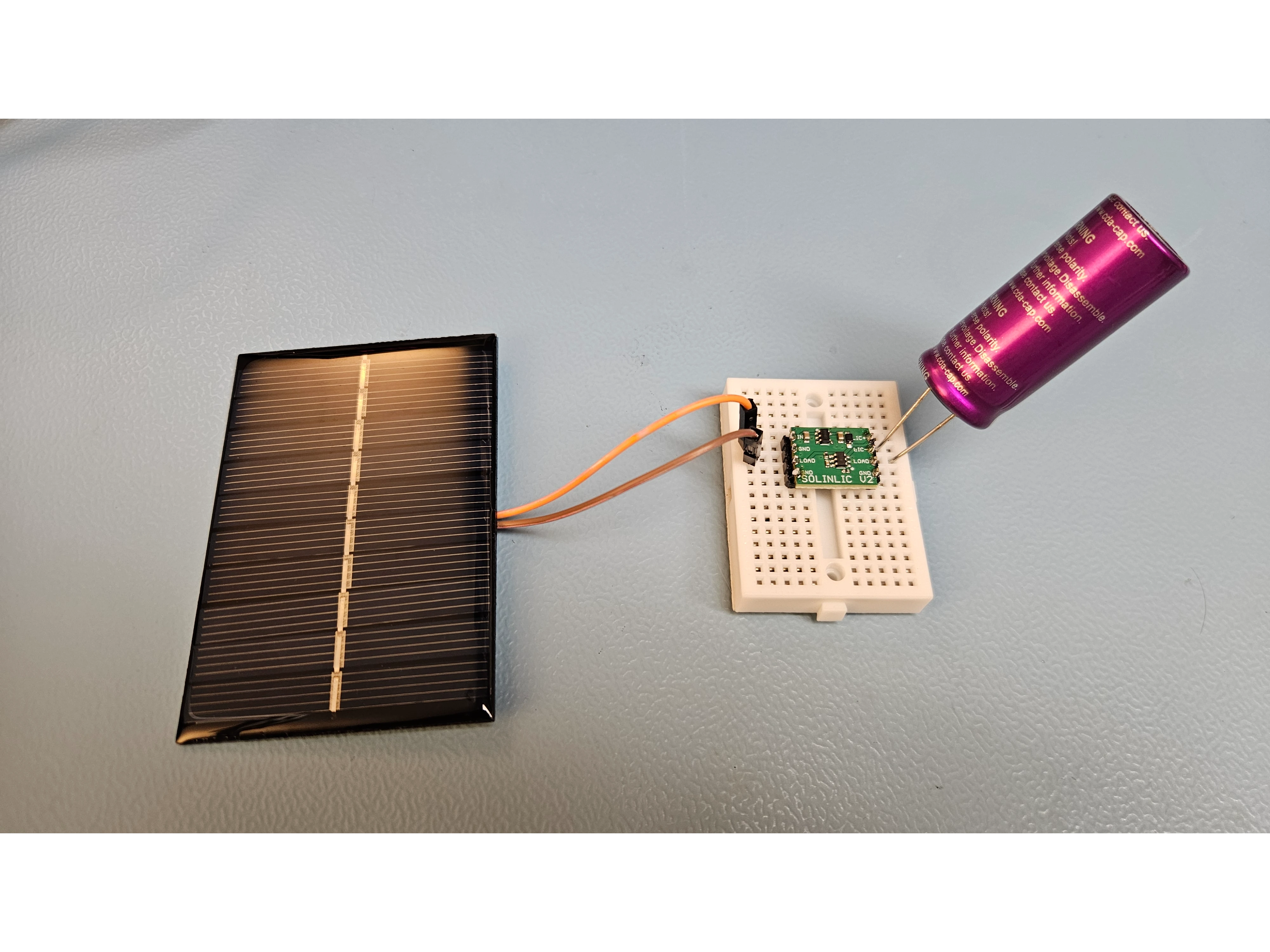 Solar linear lithium ion capacitor charger board