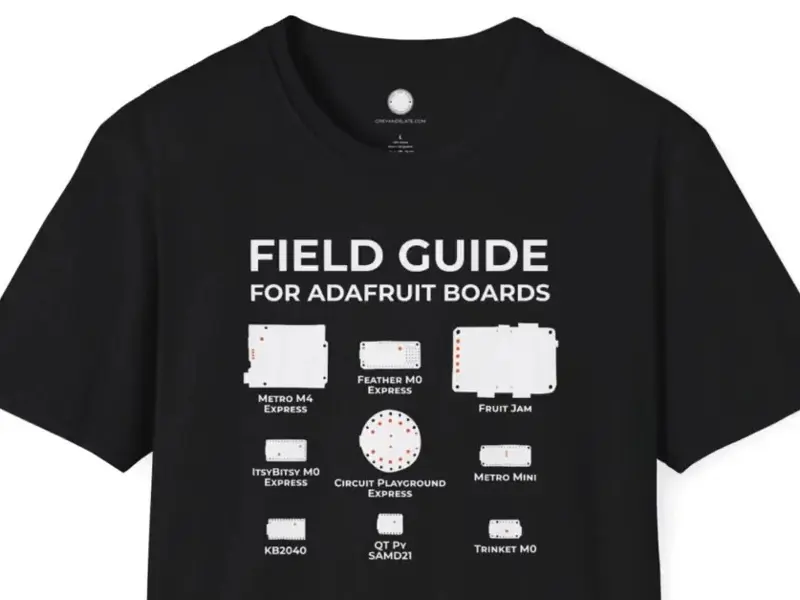 Adafruit Circuit Board Field Guide T-Shirt, Hand-drawn