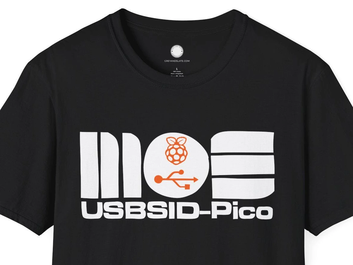 USBSID-Pico Logo Chiptune T-Shirt | Commodore 64 SID Chip USB Interface | Retroc