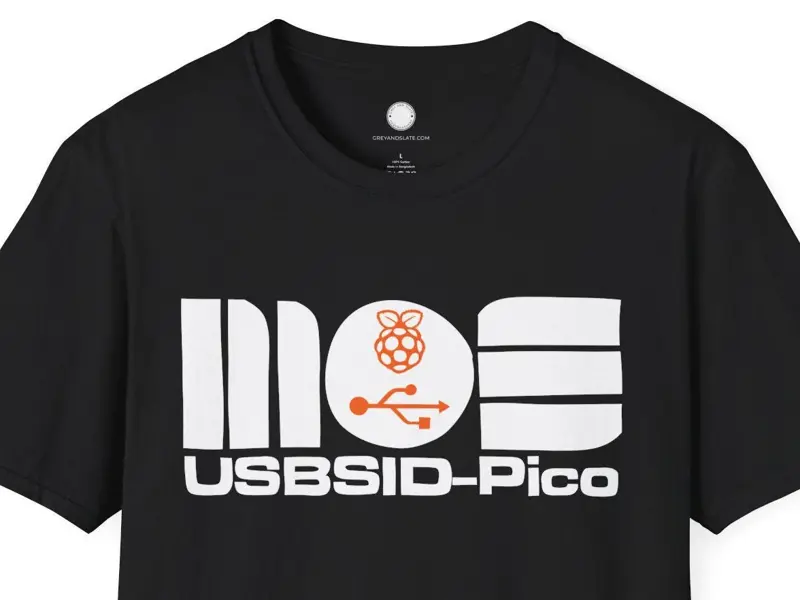 USBSID-Pico Logo Chiptune T-Shirt | Commodore 64 SID Chip USB Interface | Retroc