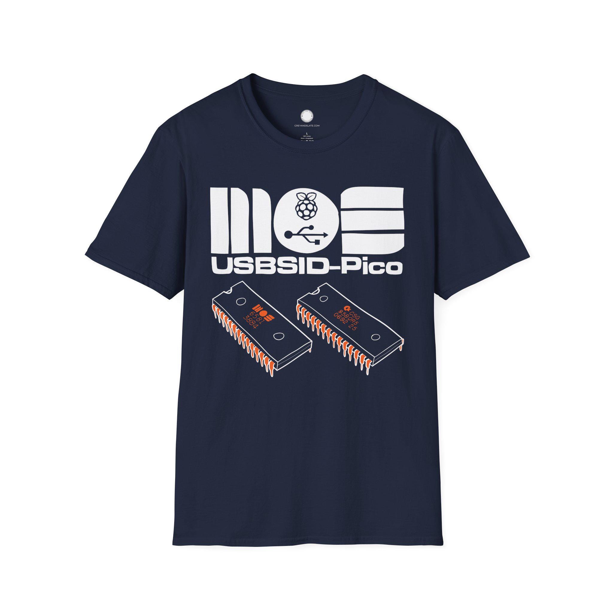 USBSID-Pico with MOS SID Chips T-Shirt | 6581 and 8580 Commodore Audio | Hand-Dr