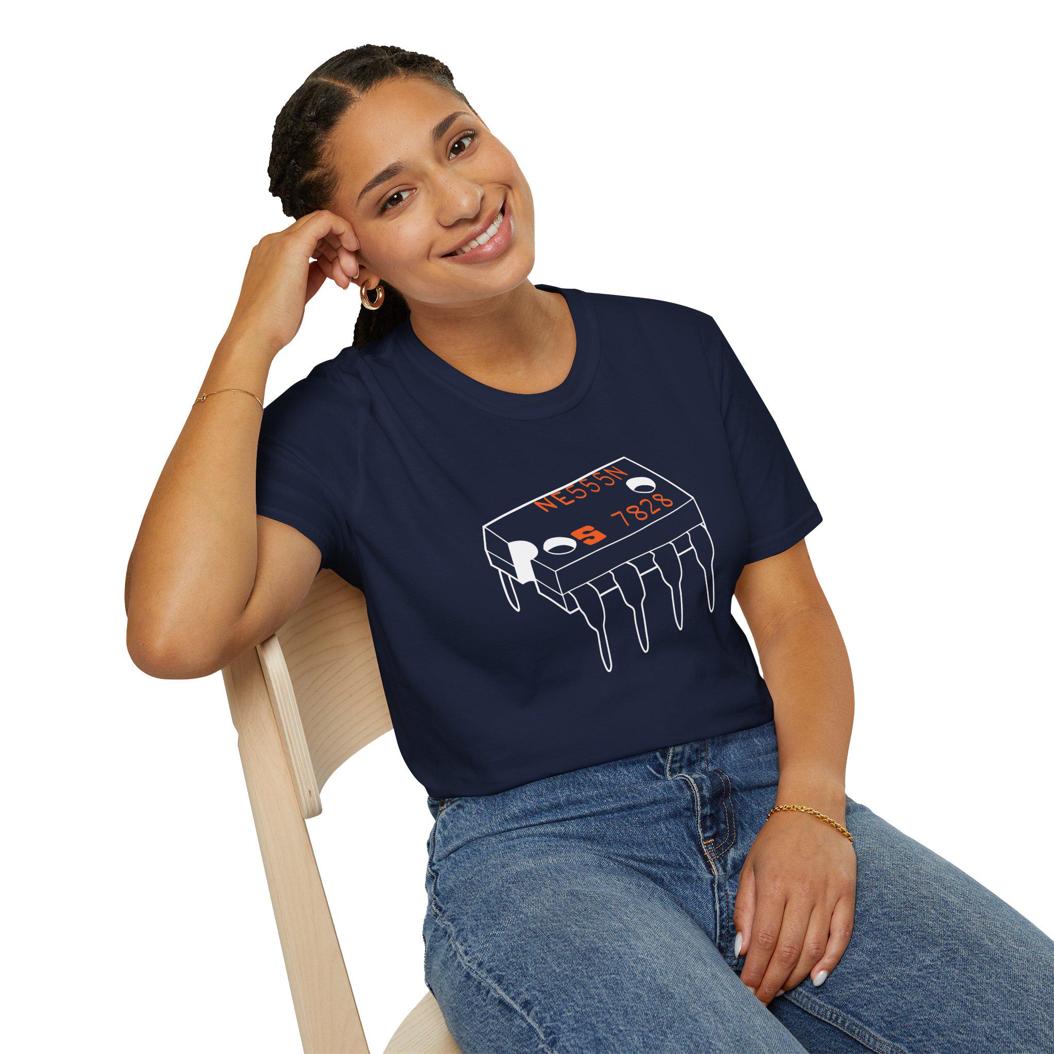 The Timeless 555 Timer Chip Tee | Hand-Drawn Vintage Electronics IC Sketch T-Shi