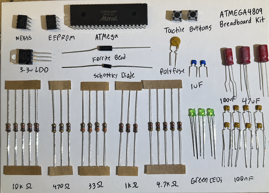 ATMEGA4809 Dev & Educational Kit (Breadboard, DIY)