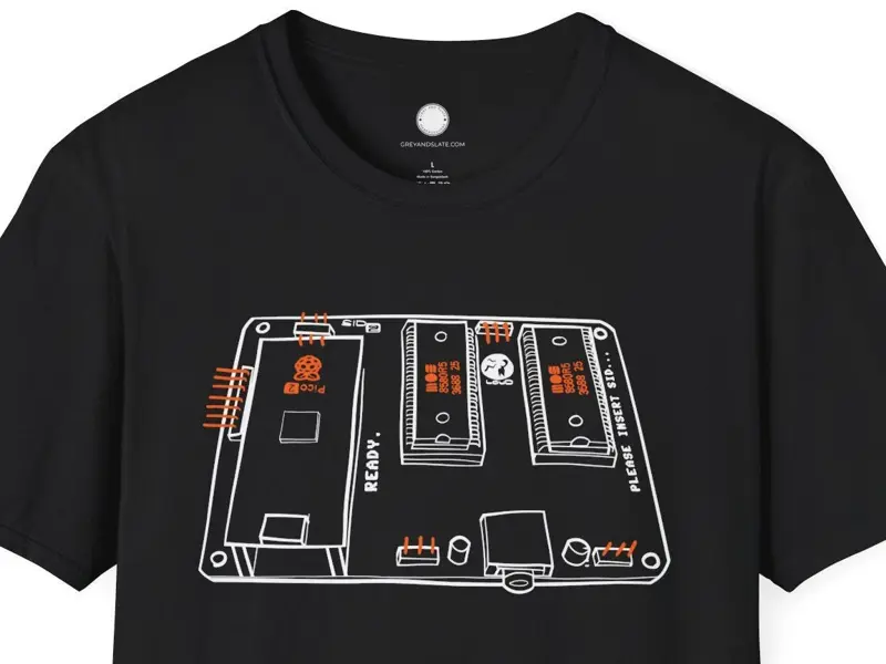 USBSID-Pico Chiptune Board T-Shirt Hand-Drawn | SID Chip Interface PCB | Commodo