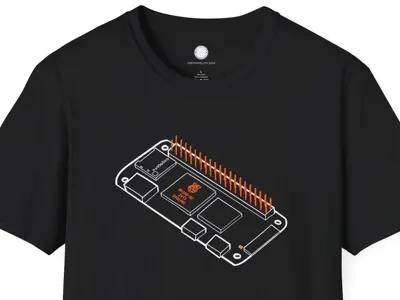 Hand-drawn Raspberry Pi Zero 2W Shirt