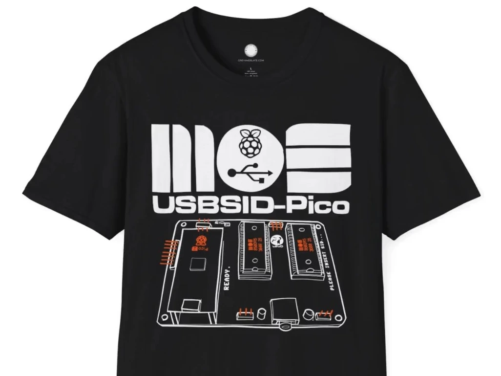USBSID-Pico SID Chip USB Interface Board Shirt Hand-Drawn