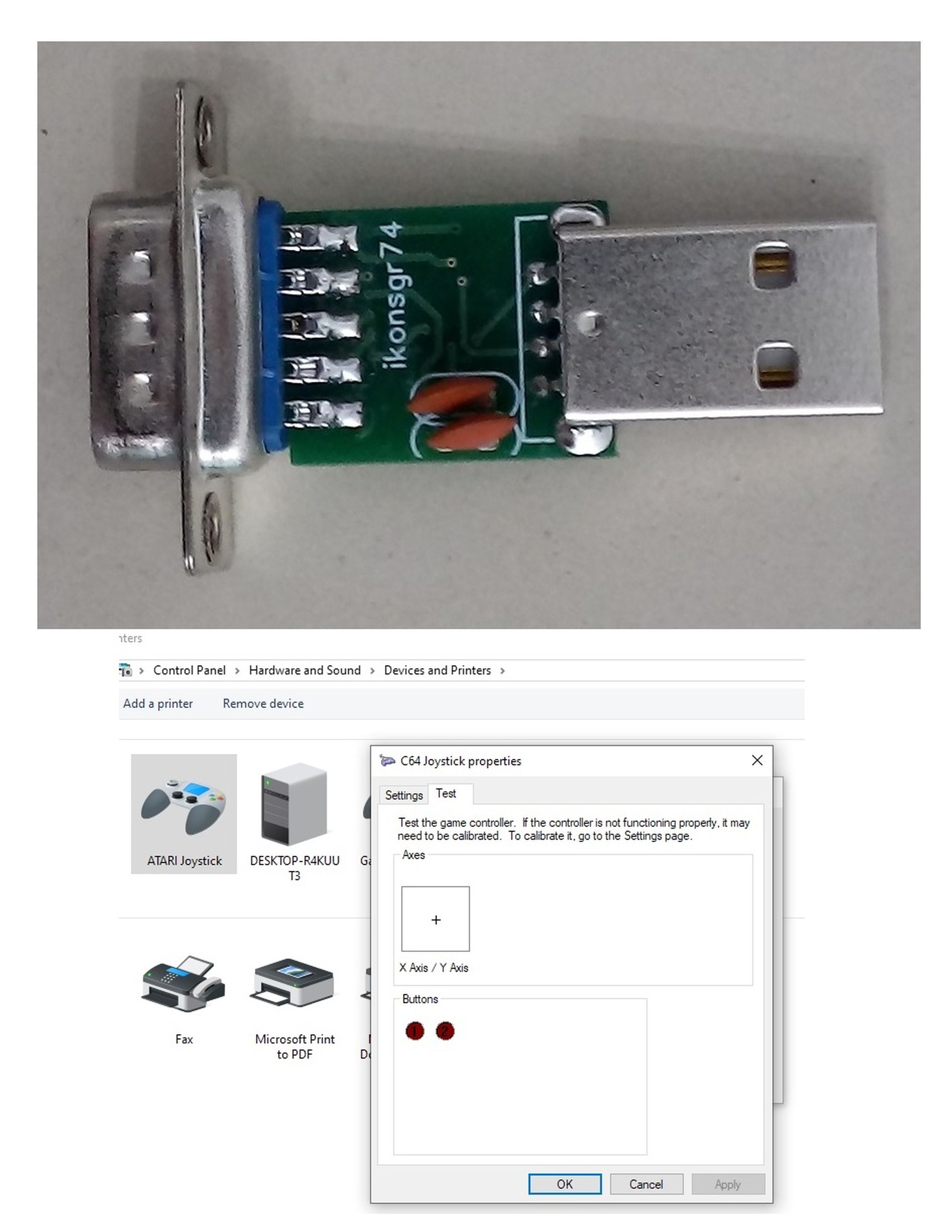 DB9 9Pin Joystick Gamepad Adapter for PC USB Port