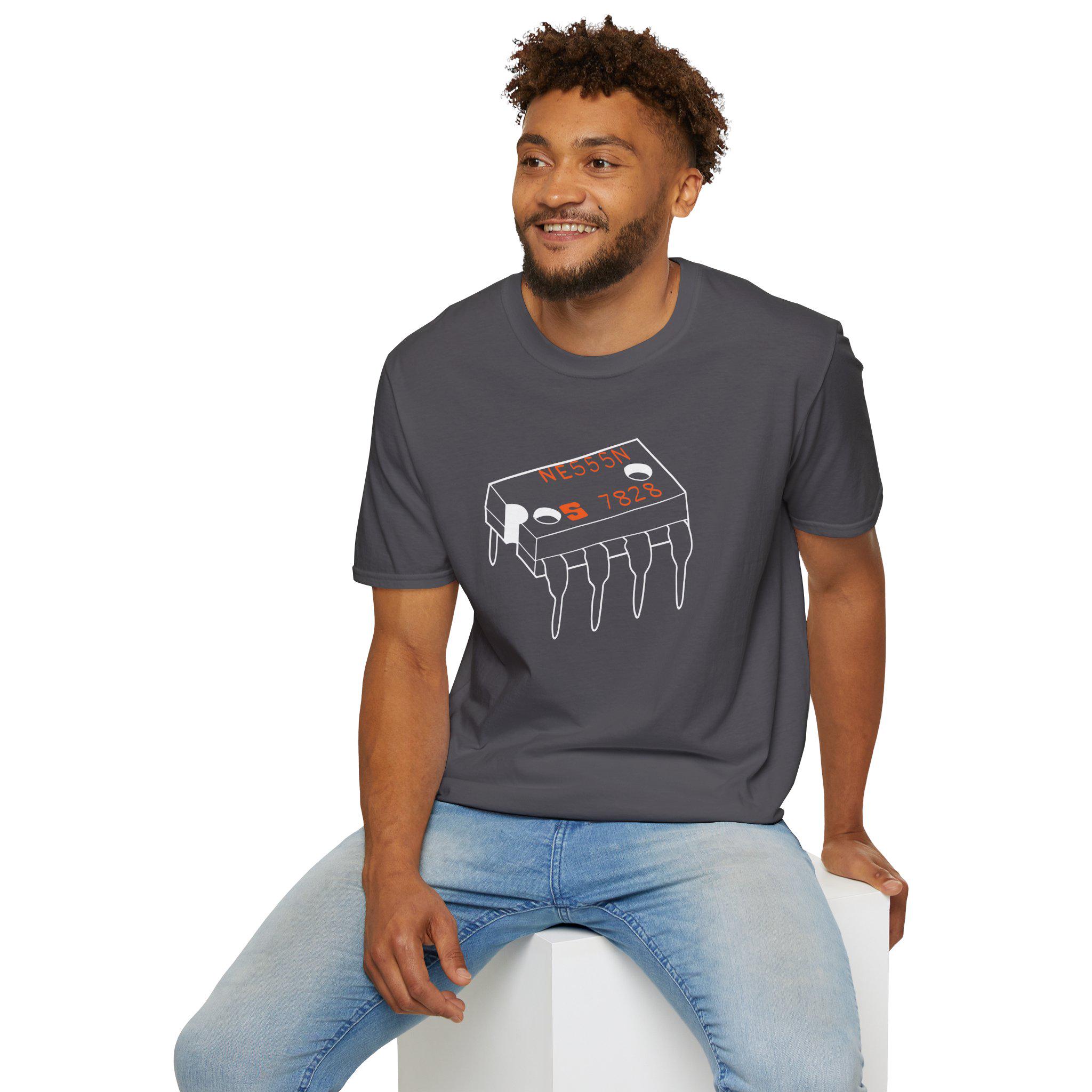 The Timeless 555 Timer Chip Tee | Hand-Drawn Vintage Electronics IC Sketch T-Shi