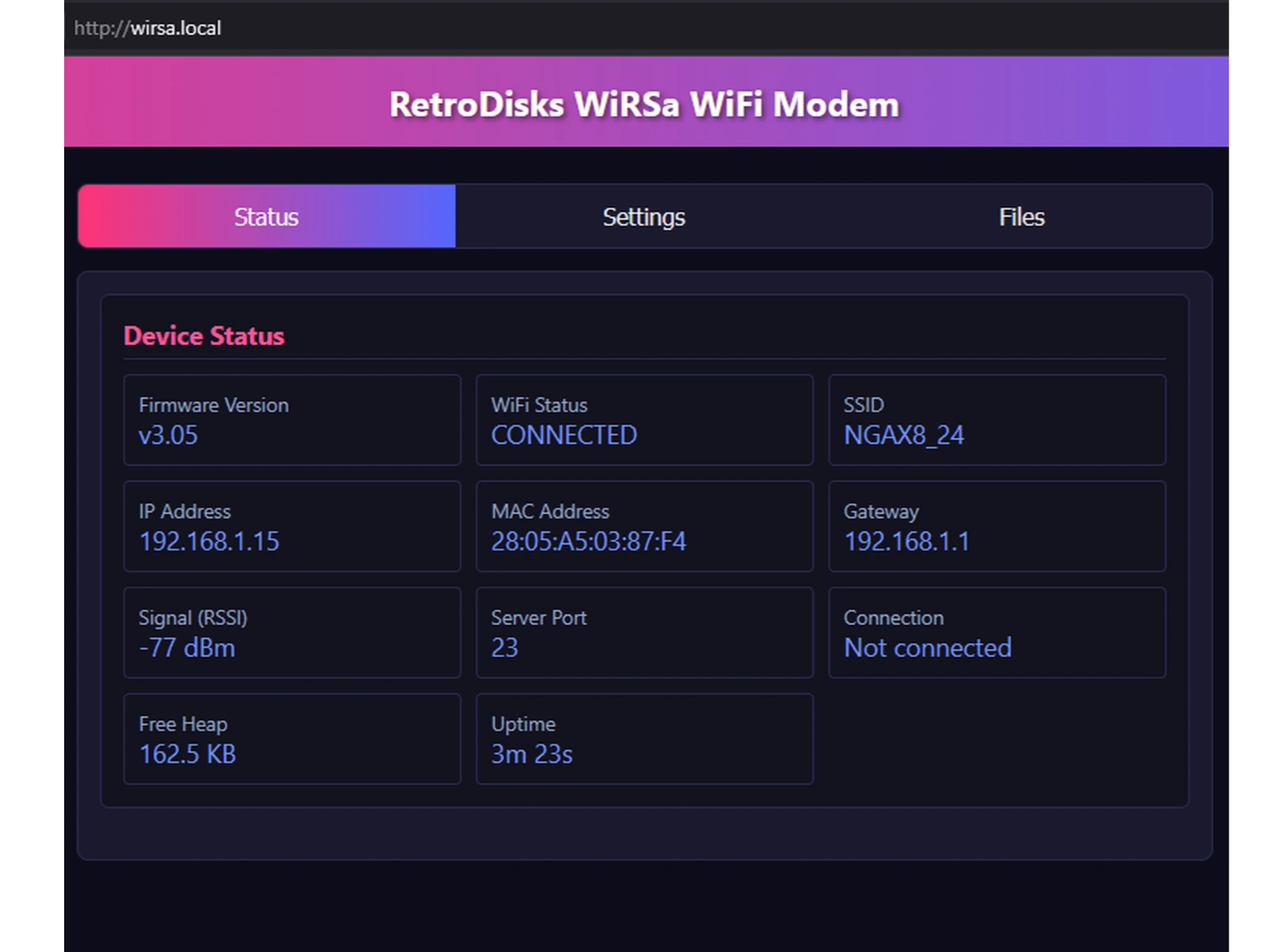 WiRSa v3 Wifi RS232 Serial Modem