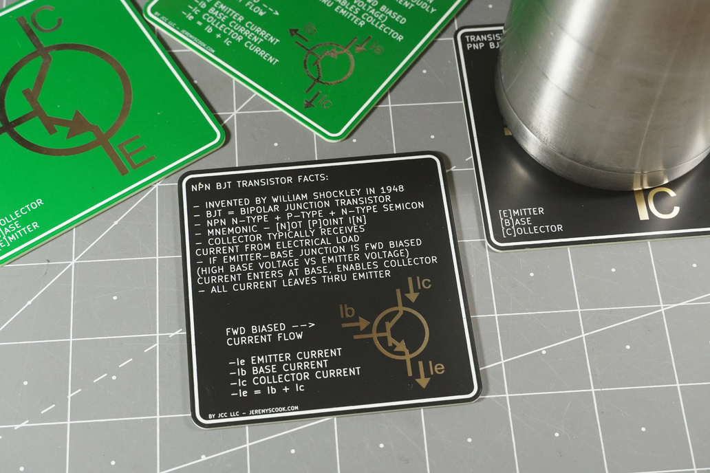 Transistor Diagram &amp; Facts PCB Coaster [NPN, PNP]
