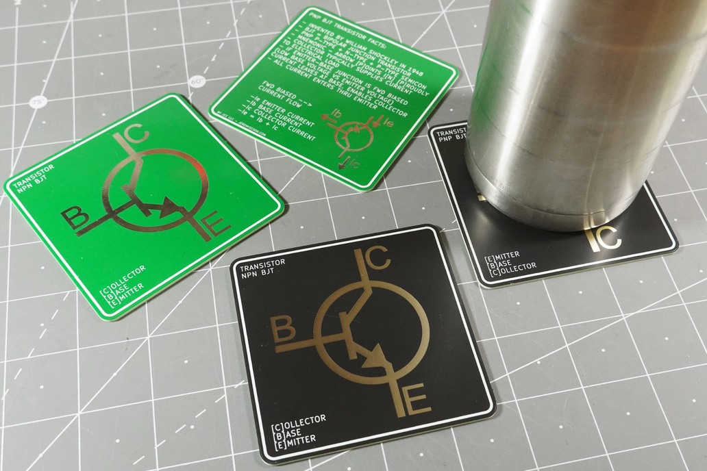 Transistor Diagram &amp; Facts PCB Coaster [NPN, PNP]