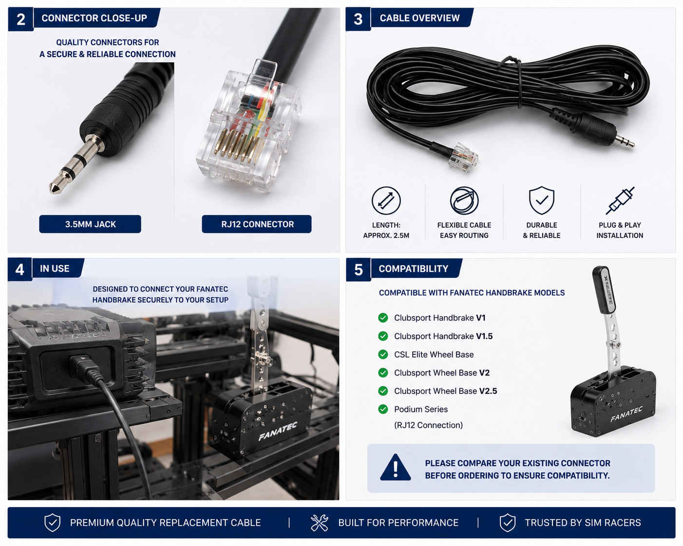 FANATEC HANDBRAKE DATA CABLE FOR CLUBSPORT WHEEL BASE