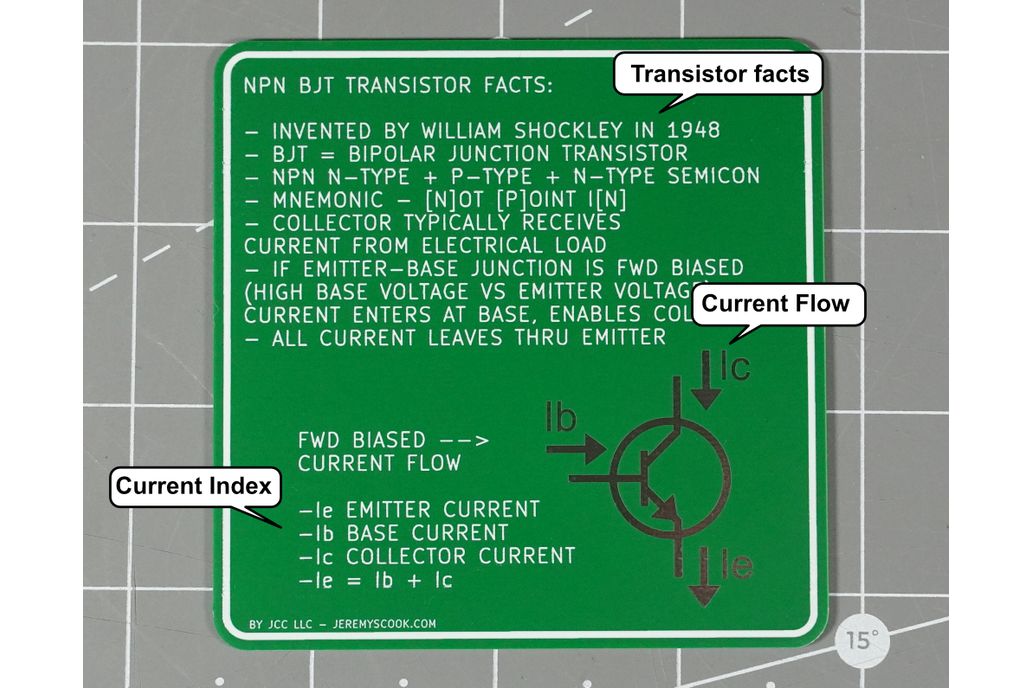Transistor Diagram &amp; Facts PCB Coaster [NPN, PNP]