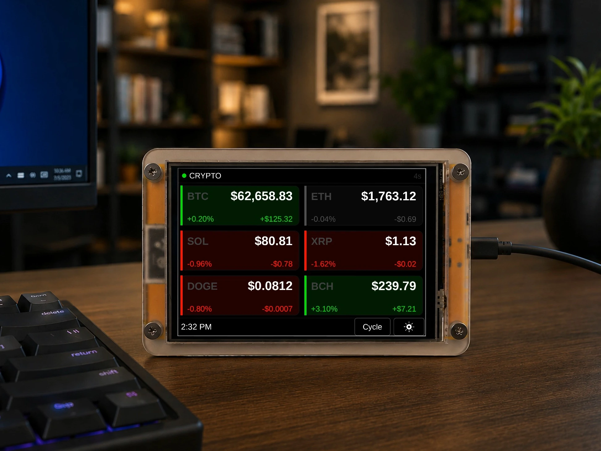 ESP32 4" Touchscreen Stock & Crypto ticker