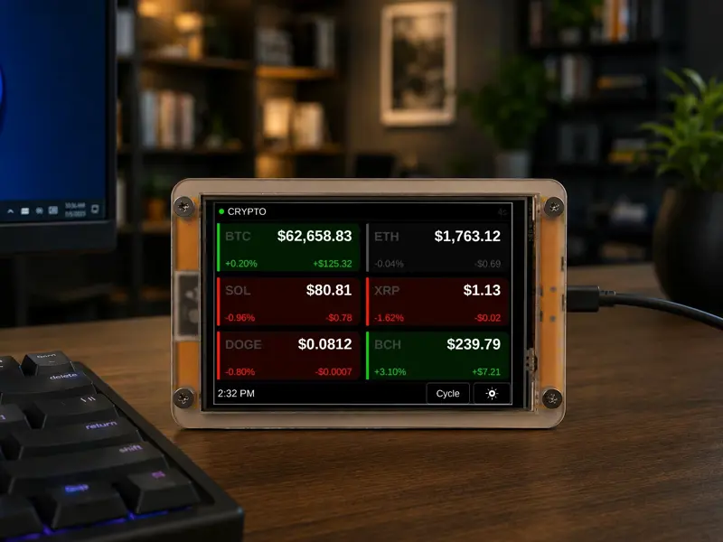 ESP32 4" Touchscreen Stock & Crypto ticker