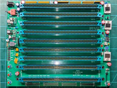 9-Slot S-100 Motherboard with Integrated Power Supply (Bare PCB)