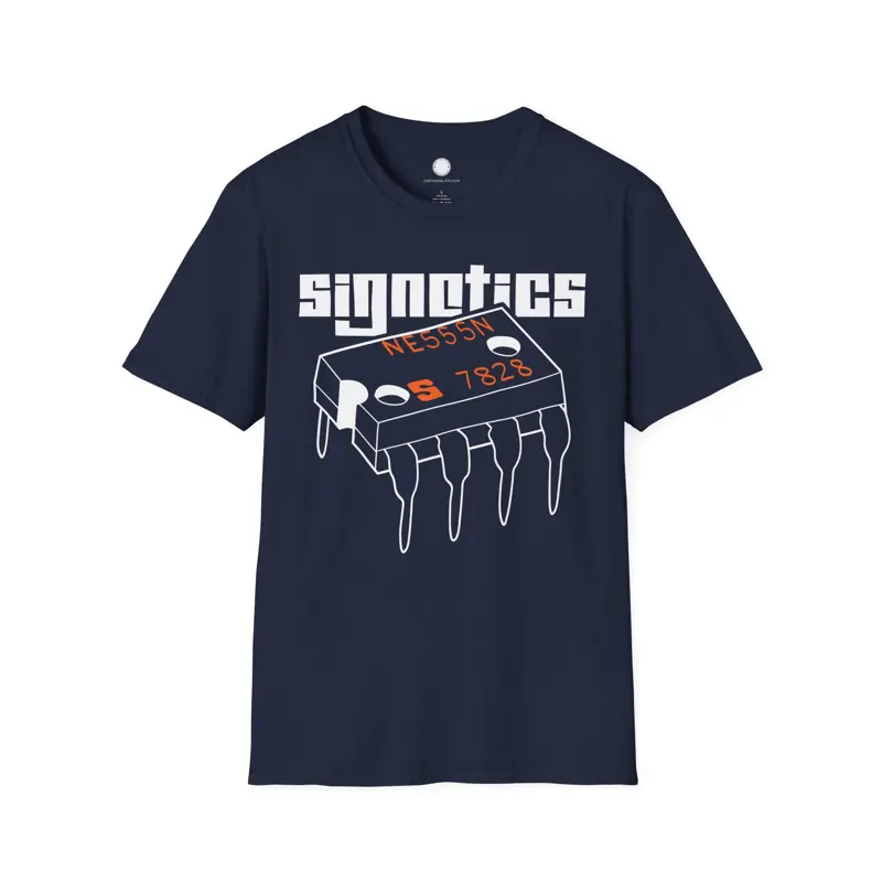 Vintage Signetics 555 Timer T-Shirt | Hand-Drawn Electronics Engineer Gift | Cla