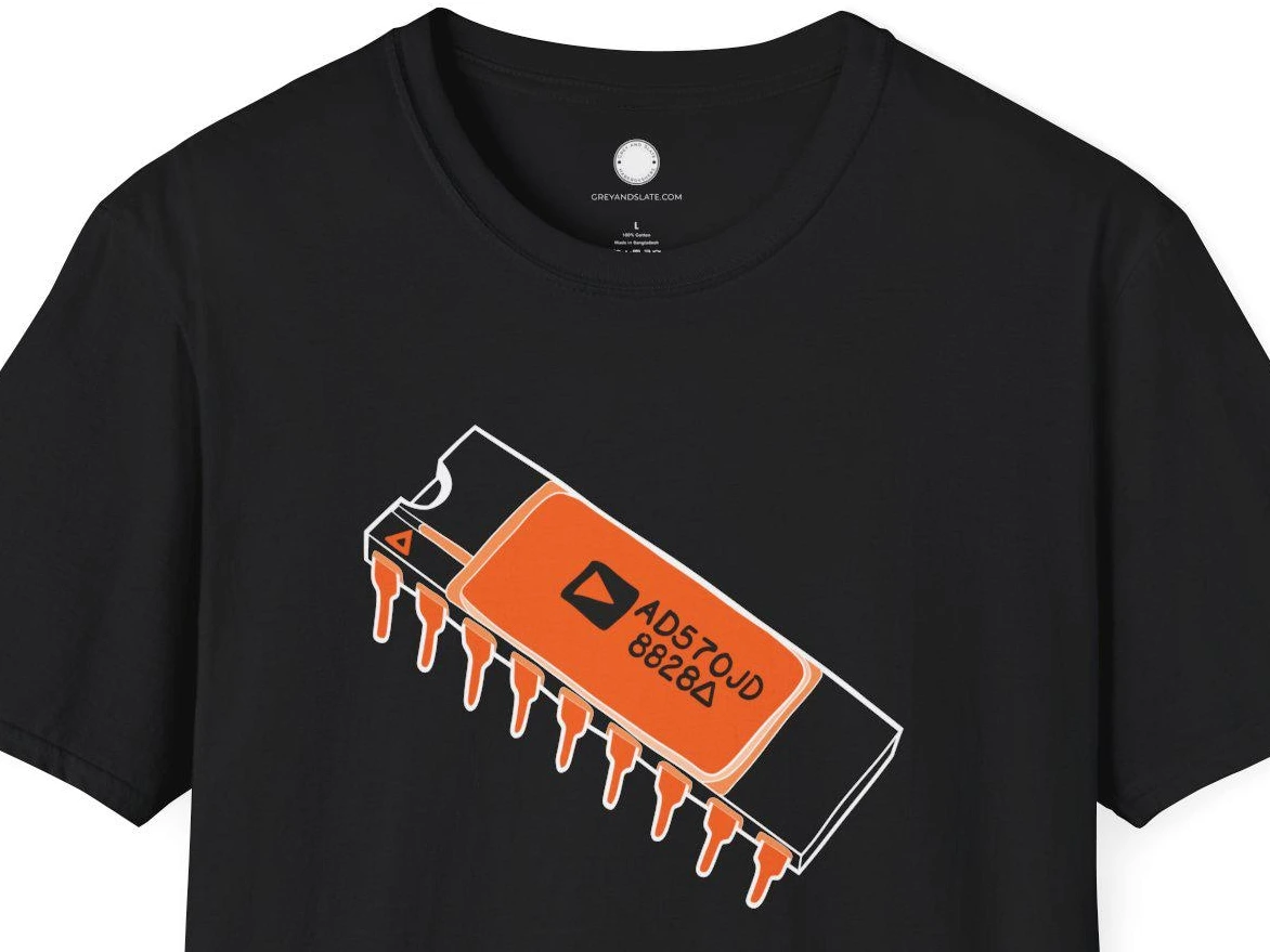 Analog Devices AD570 ADC Chip T-Shirt | Hand-drawn Minimalist Vintage Computer H