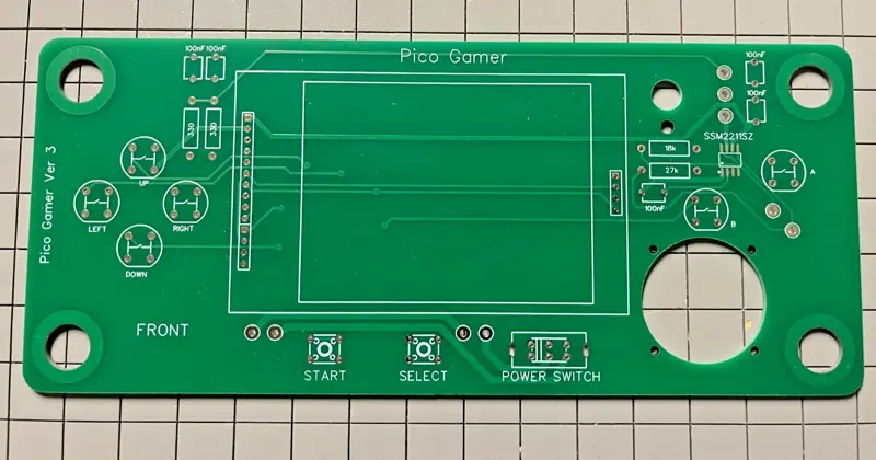 Pico Gamer DIY Handheld Gaming Console Printed Circuit Board