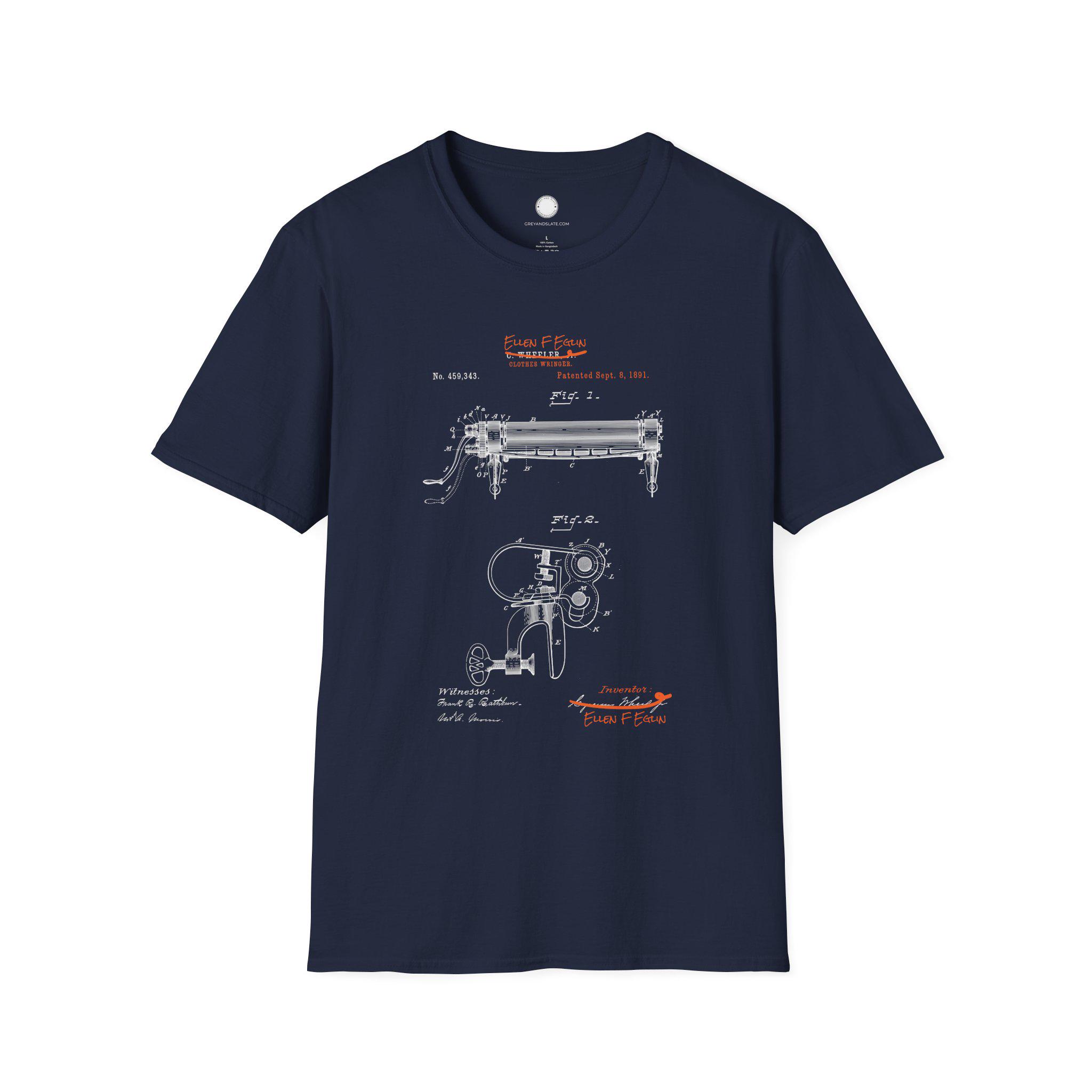 Ellen F Eglin Clothes Wringer Patent T-Shirt | Black Woman Inventor Gift | Women