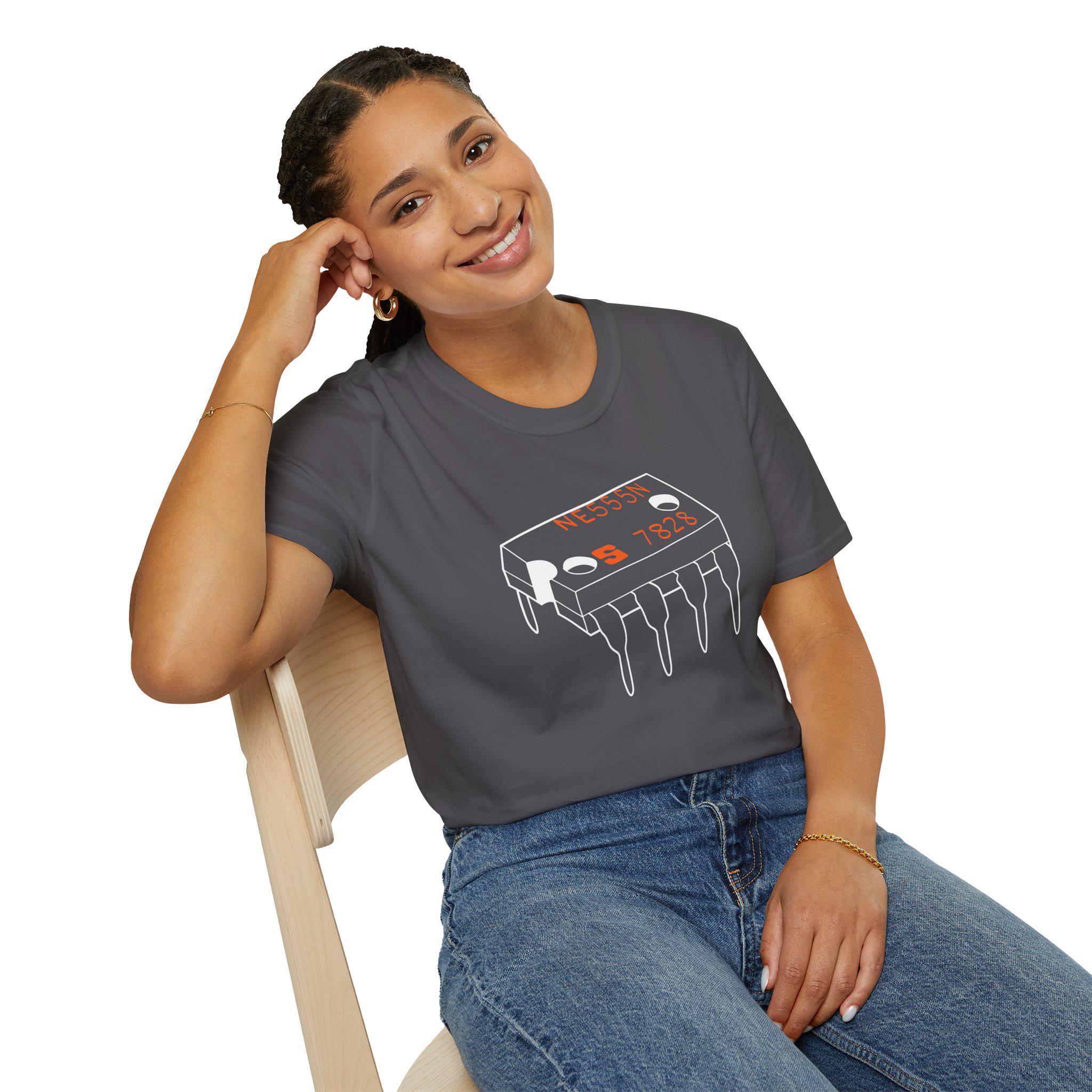 The Timeless 555 Timer Chip Tee | Hand-Drawn Vintage Electronics IC Sketch T-Shi