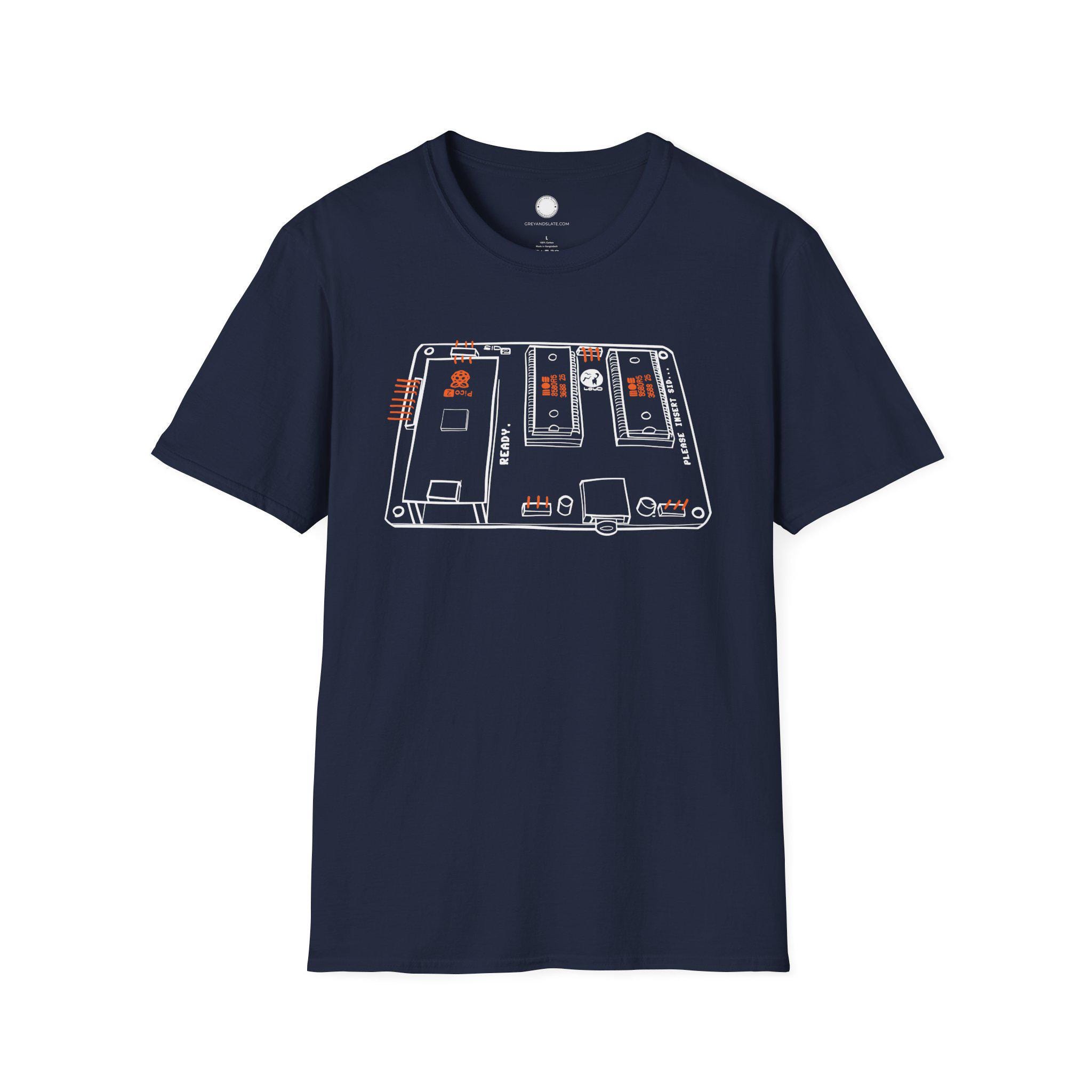 USBSID-Pico Chiptune Board T-Shirt Hand-Drawn | SID Chip Interface PCB | Commodo
