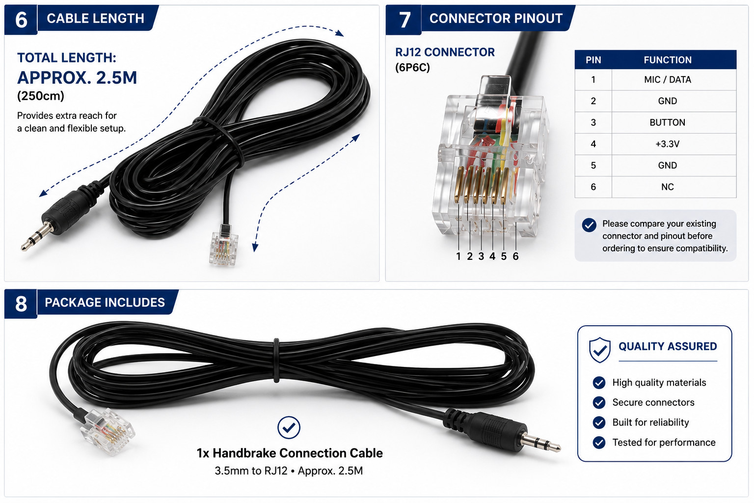 FANATEC HANDBRAKE DATA CABLE FOR CLUBSPORT WHEEL BASE